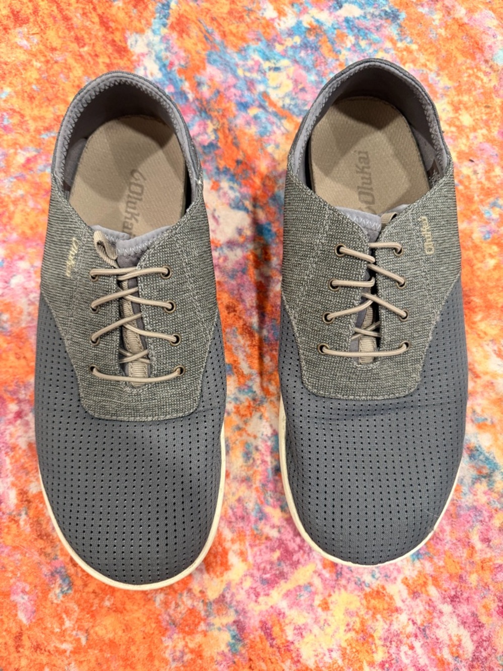 OluKai Nohea Moku Sneakers Men’s Size 9 Gray Lightweight Mesh Lace Up Shoes